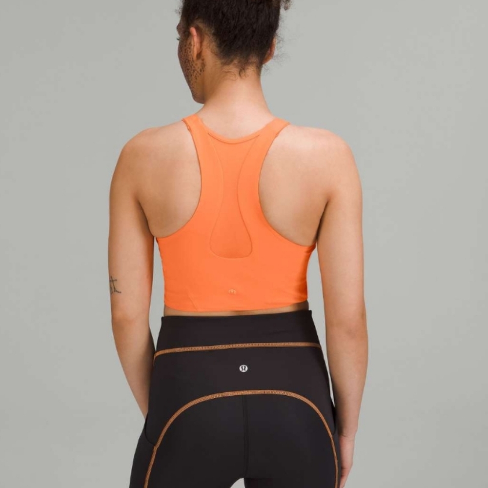 Lululemon Mesh Back Train Bra  Orange Size 4 Small  High Neck Racer